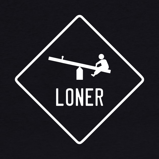 Funny Loner Playground Sign - One Child on a Seesaw (White) by SmokyKitten